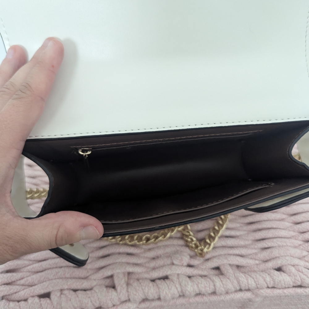 Elegant White Studded Bag with Gold Chain - Picture 9 of 16